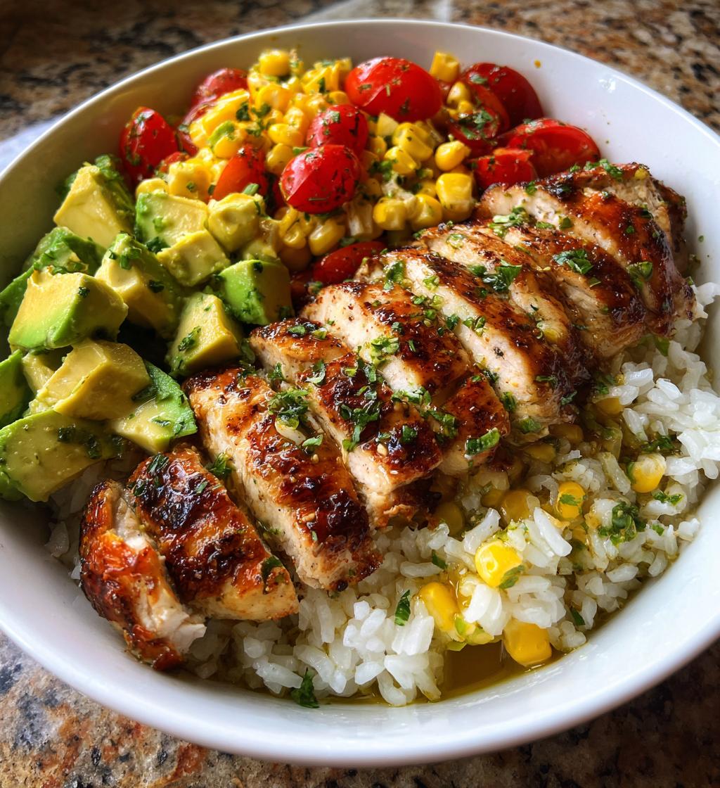 chicken rice avocado bowl - detail 1