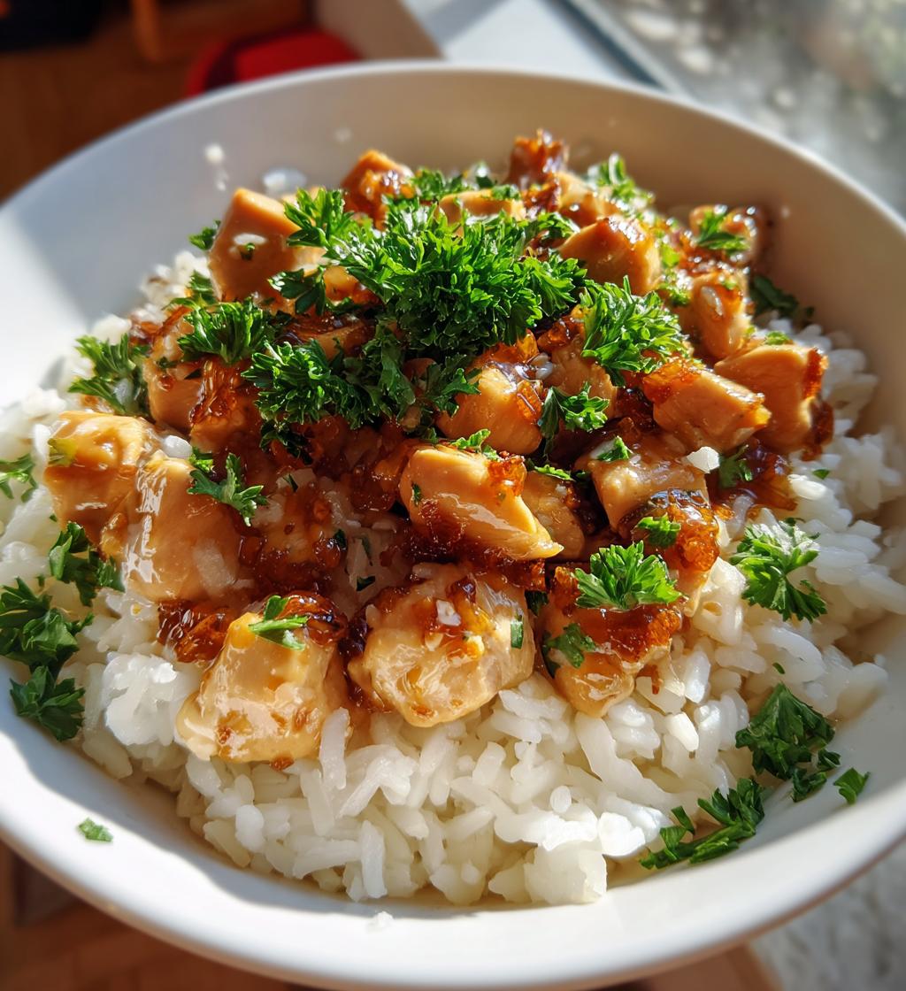 chicken rice bowls creamy garlic sauce