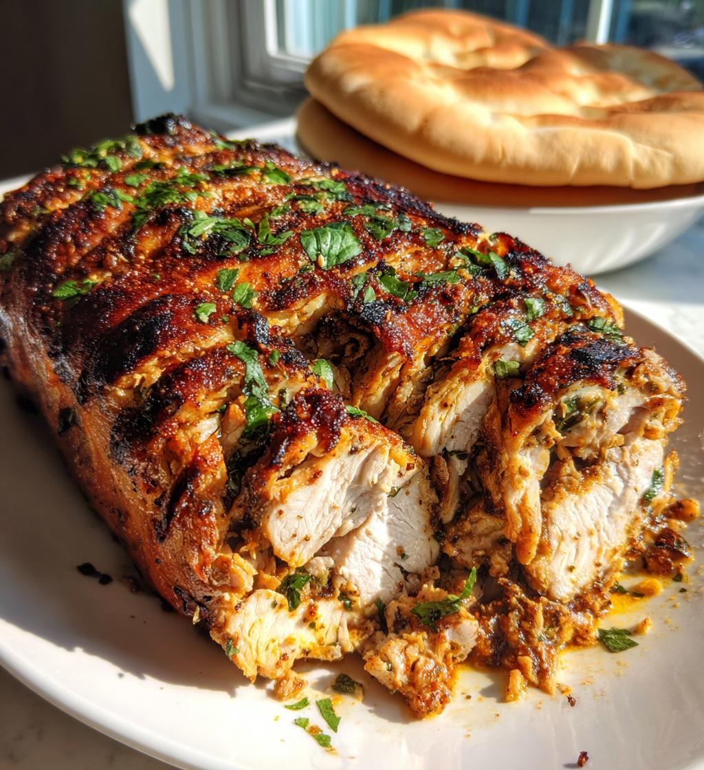 chicken shawarma in a loaf pan - detail 1