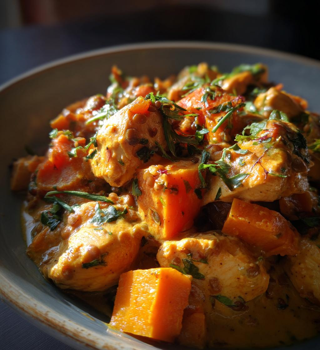 chicken sweet potato and lentil curry - detail 1