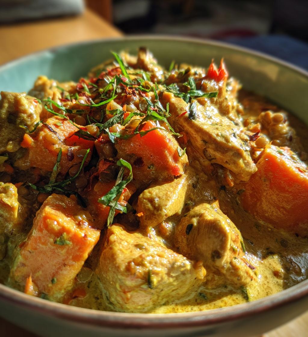 chicken sweet potato and lentil curry
