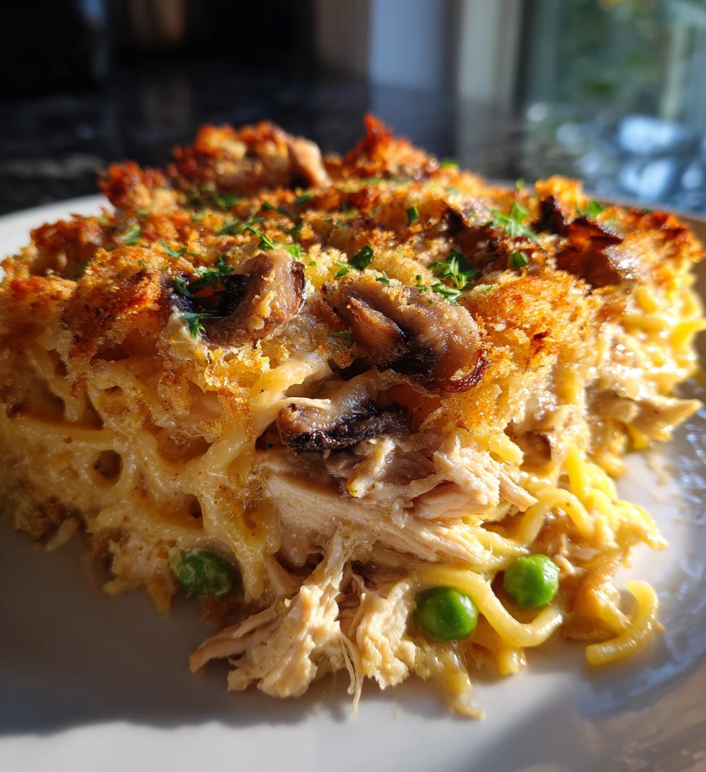 chicken tetrazzini pasta bake - detail 1