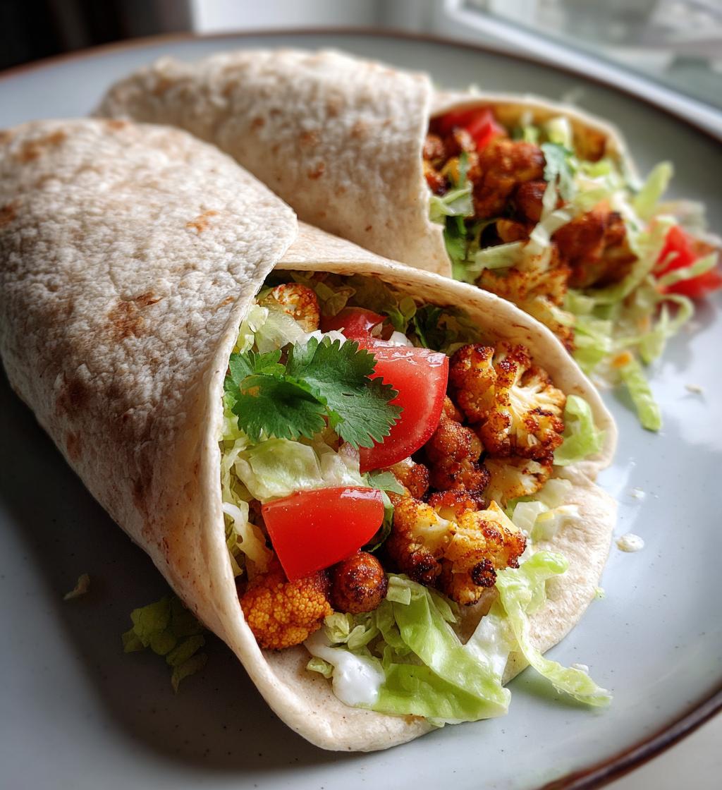 chili lime chickpea cauliflower wrap - detail 1