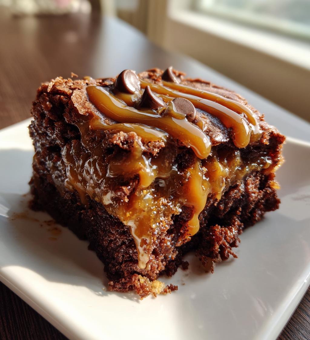 chocolate caramel dump cake - detail 1