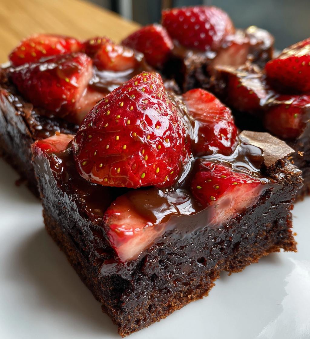 chocolate covered strawberry brownies - detail 1