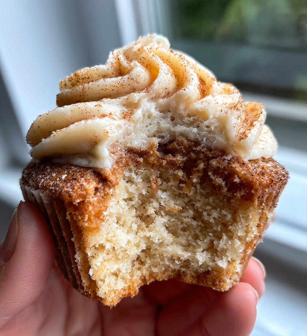 churro cupcakes with cinnamon cream cheese frosting - detail 1