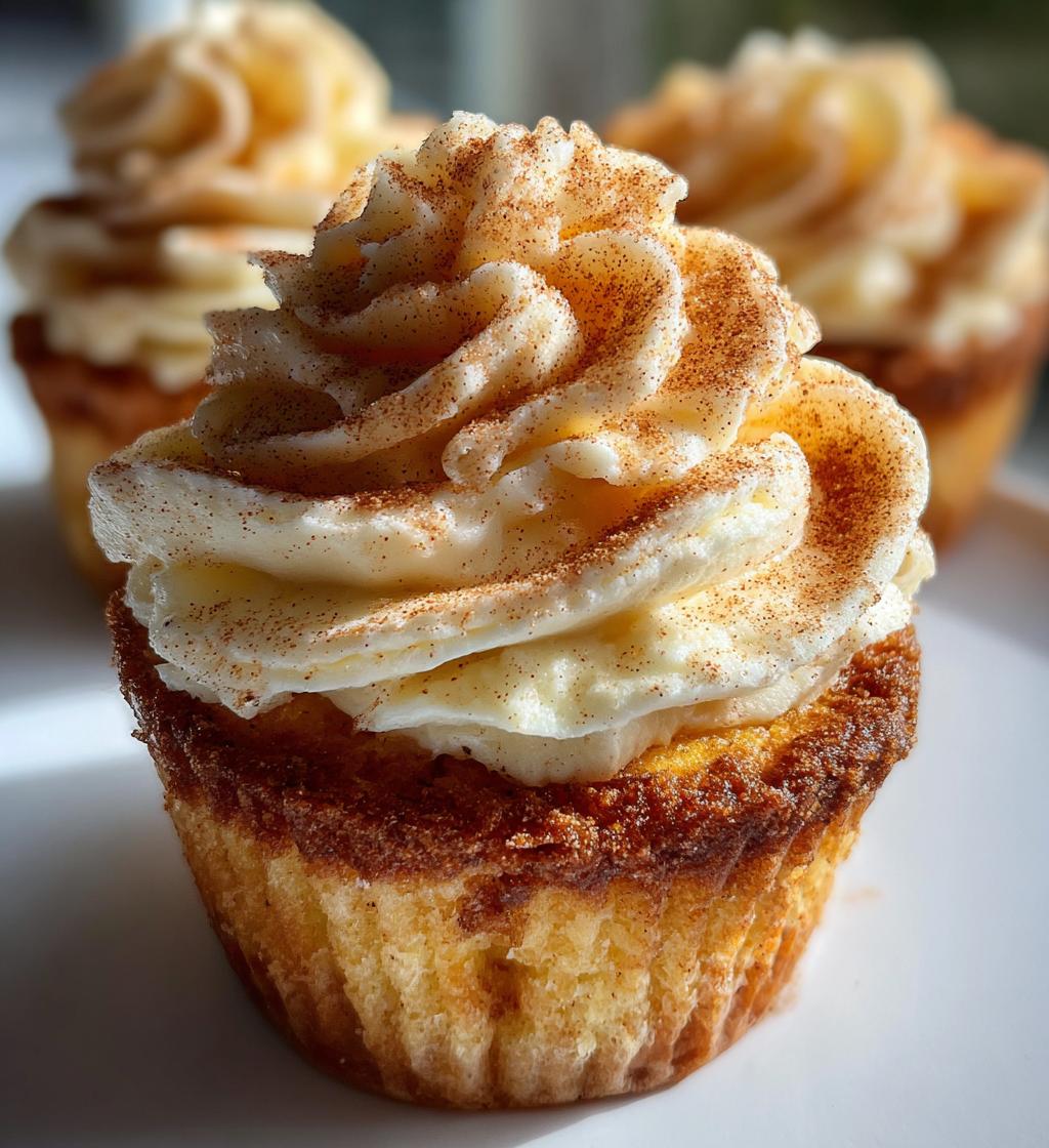 churro cupcakes with cinnamon cream cheese frosting