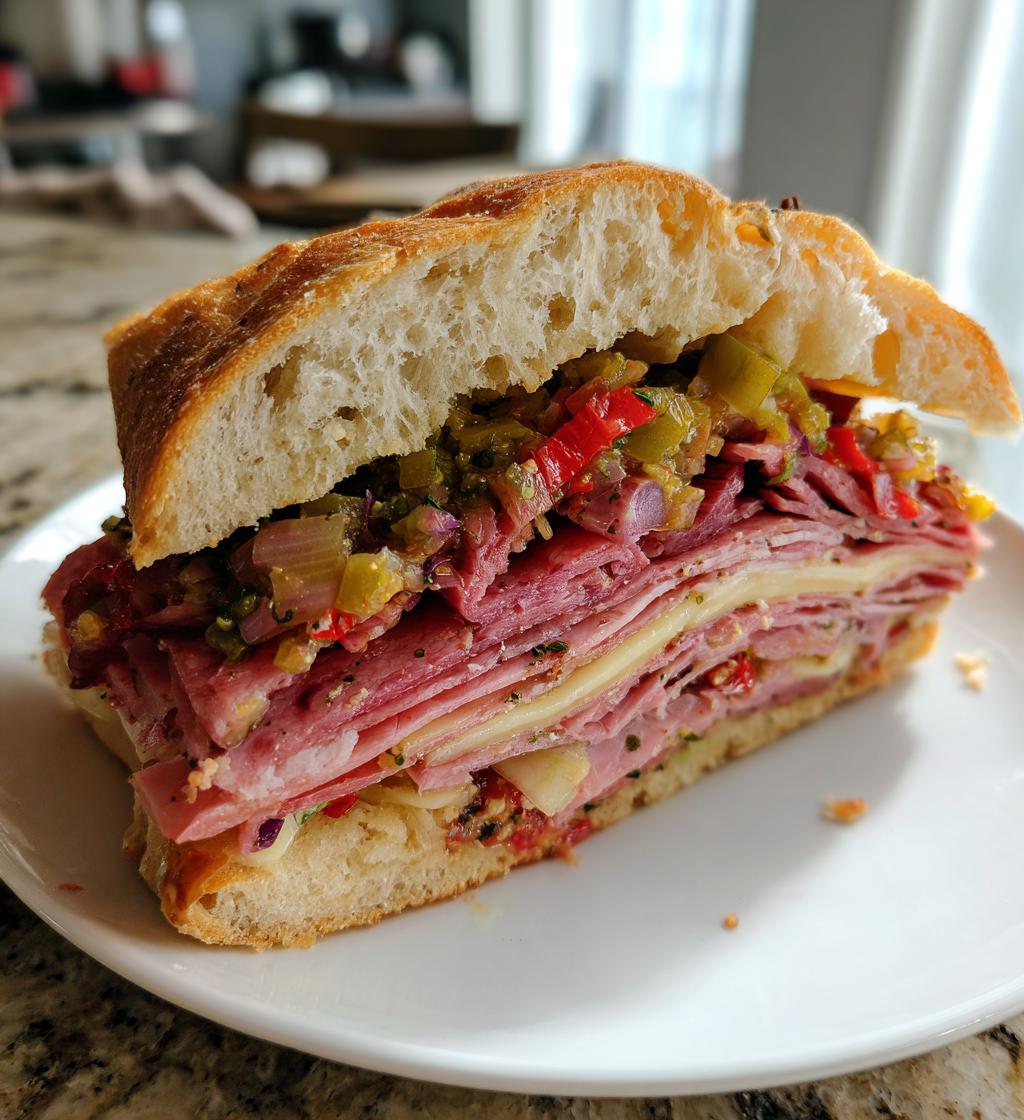 classic italian muffuletta sandwich - detail 1