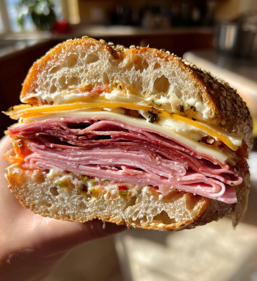 classic italian muffuletta sandwich - detail 1