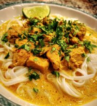 coconut curry chicken with rice noodles