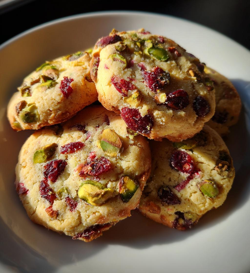 cranberry pistachio shortbread cookies - detail 1