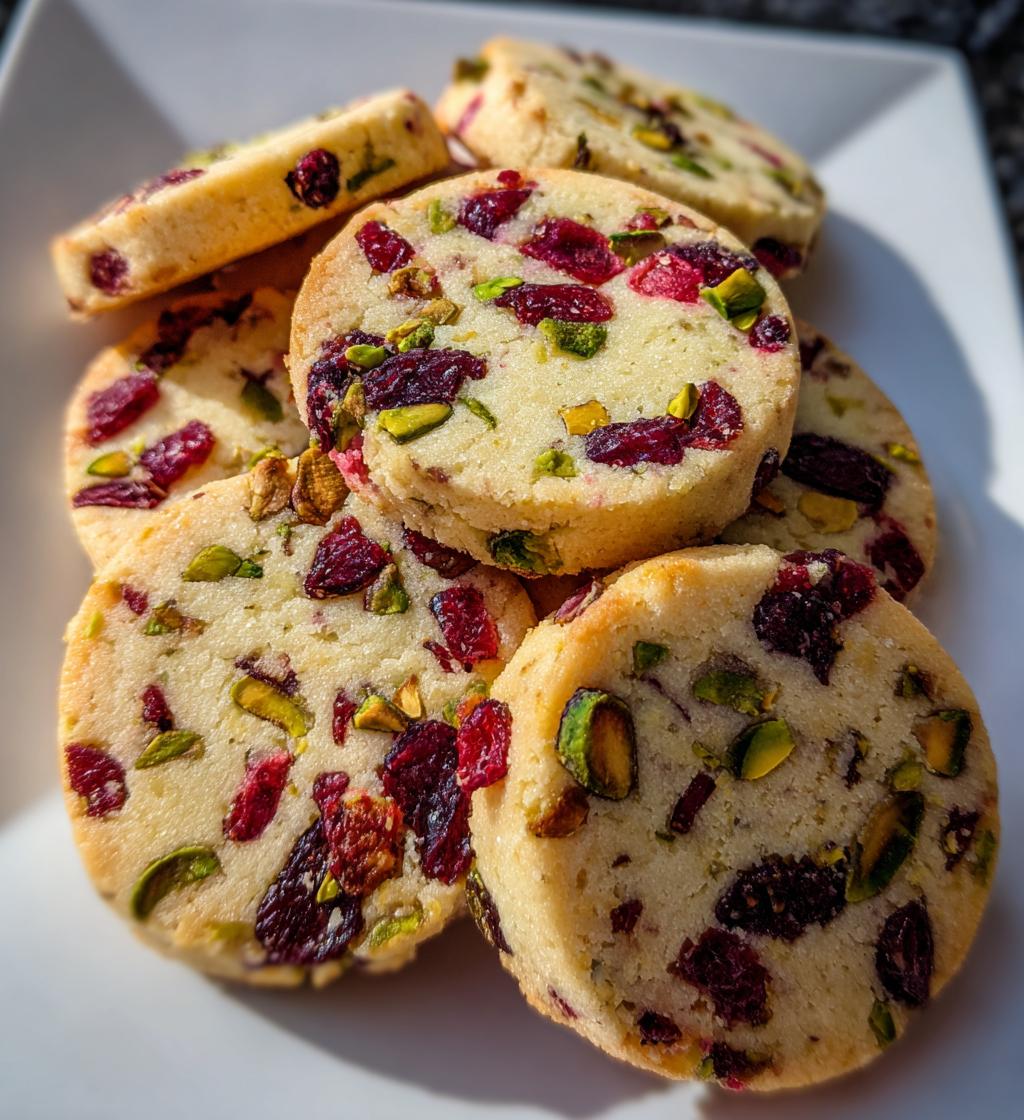 cranberry pistachio shortbread cookies