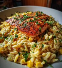 creamed corn orzo with salmon a cozy elegant meal