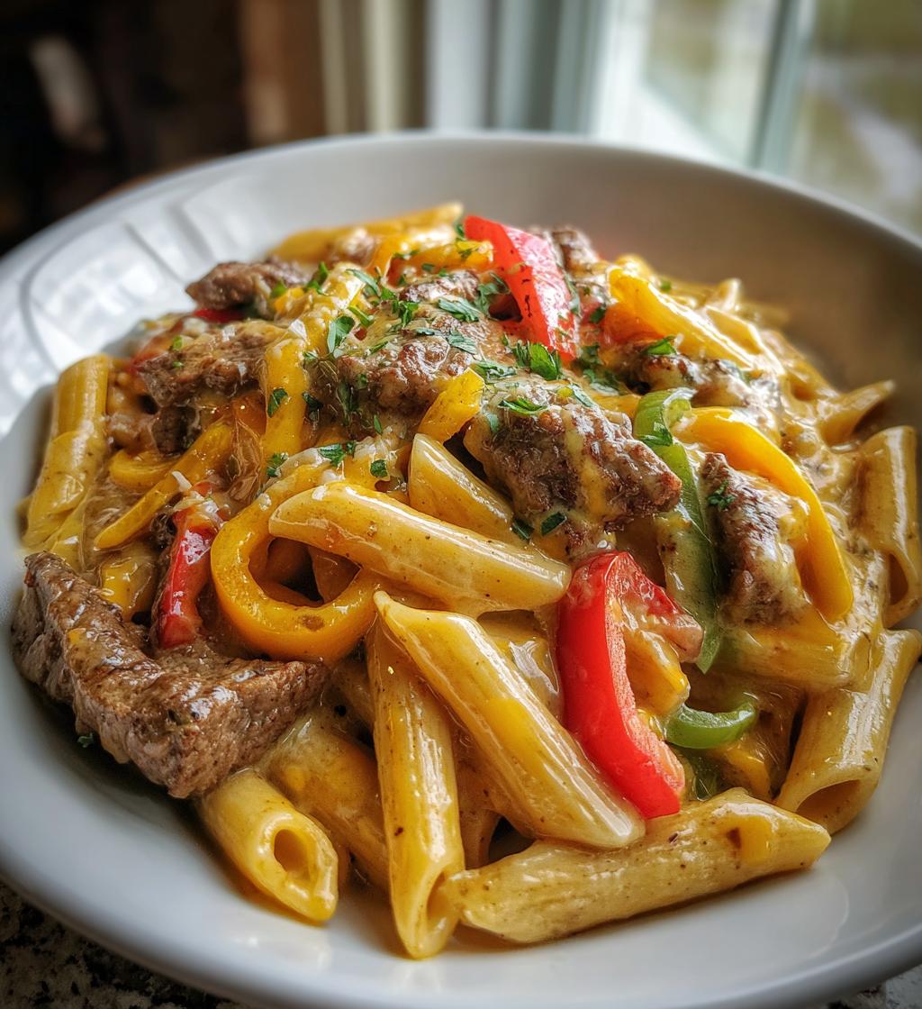 creamy cajun steak cheddar penne skillet