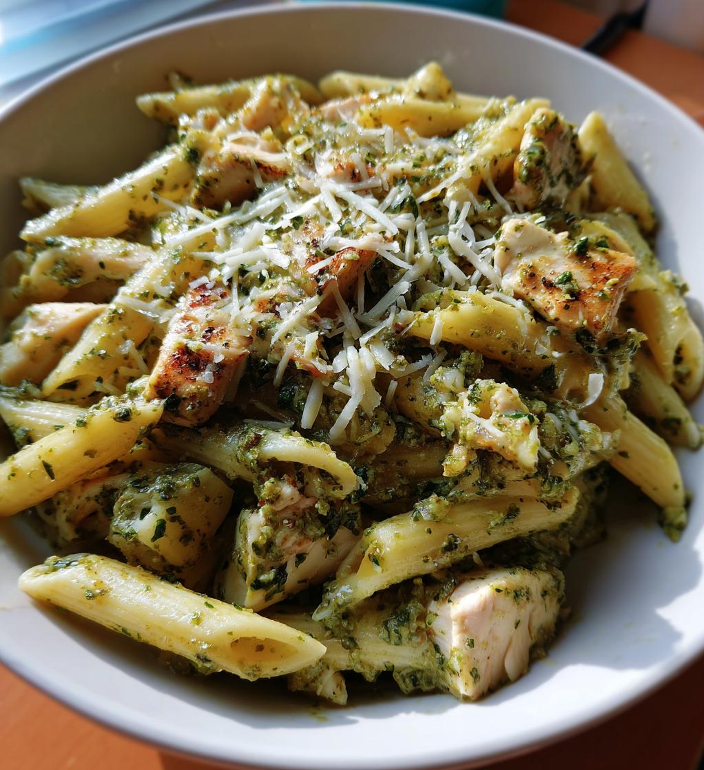 creamy chicken pesto pasta - detail 1