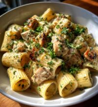 creamy garlic butter chicken rigatoni easy homemade recipe
