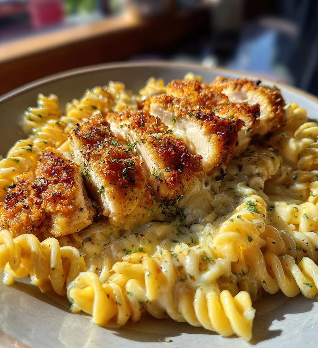 creamy garlic parmesan chicken and cheesy twisted pasta recipe