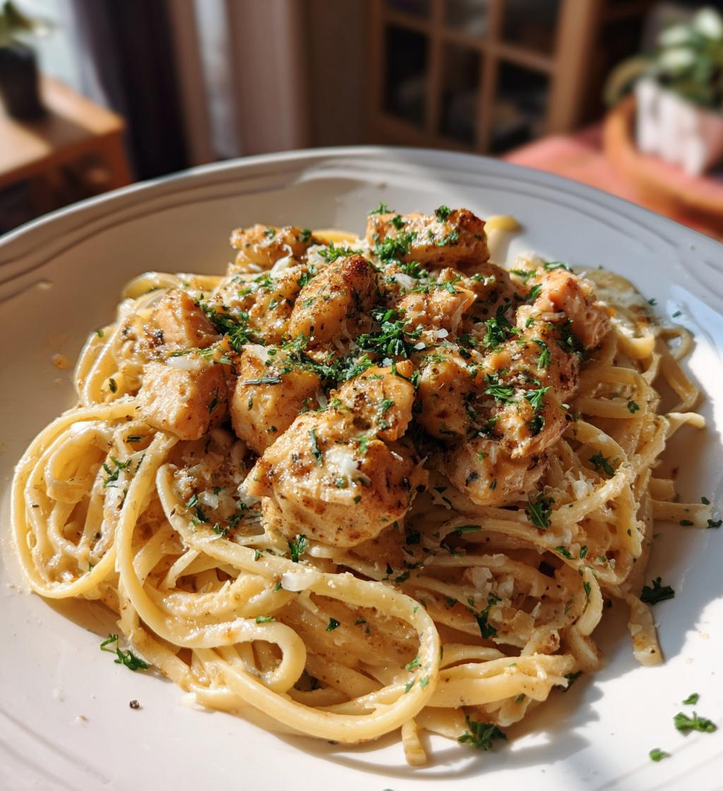 creamy garlic parmesan chicken pasta - detail 1