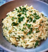 creamy garlic parmesan orzo