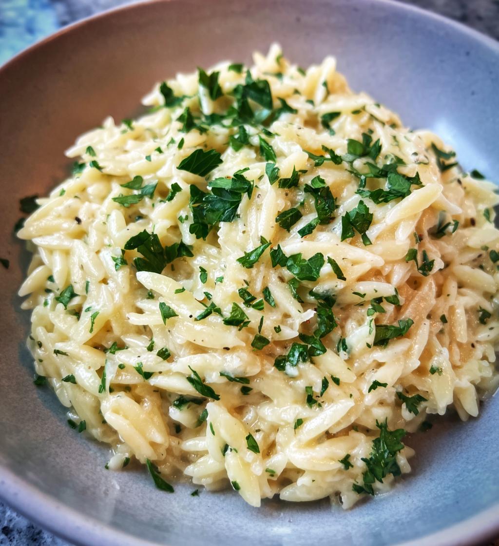 creamy garlic parmesan orzo