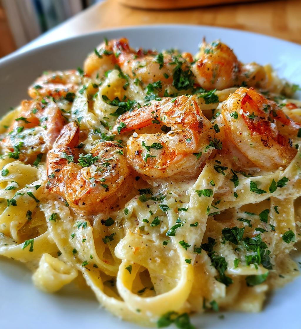 creamy garlic shrimp pasta
