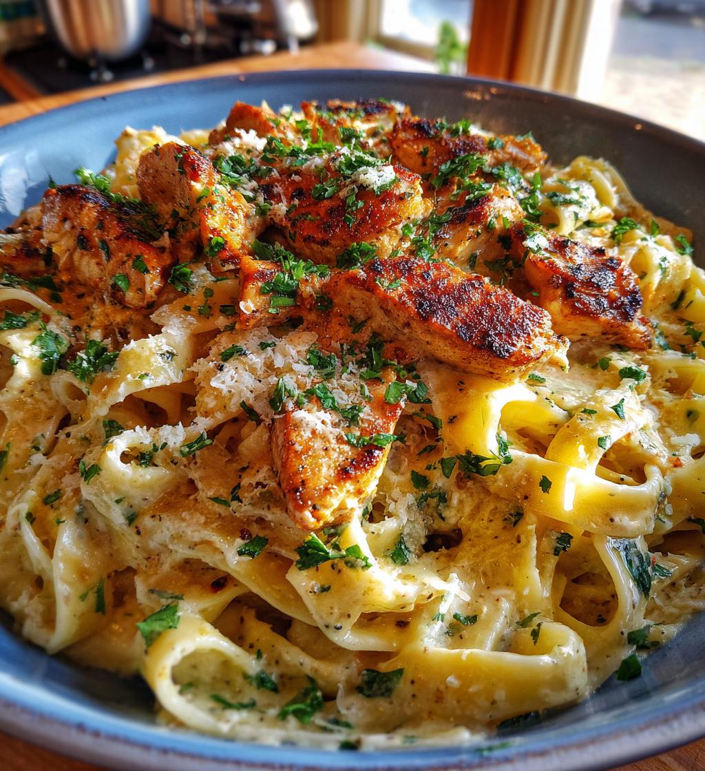 creamy parmesan pasta with sauteed garlic butter chicken