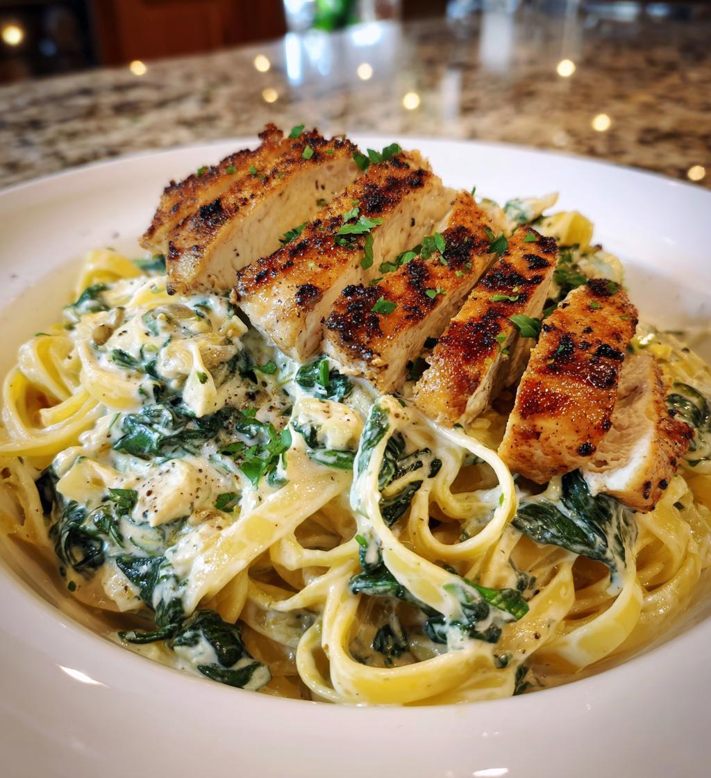 creamy spinach artichoke greek chicken alfredo recipe