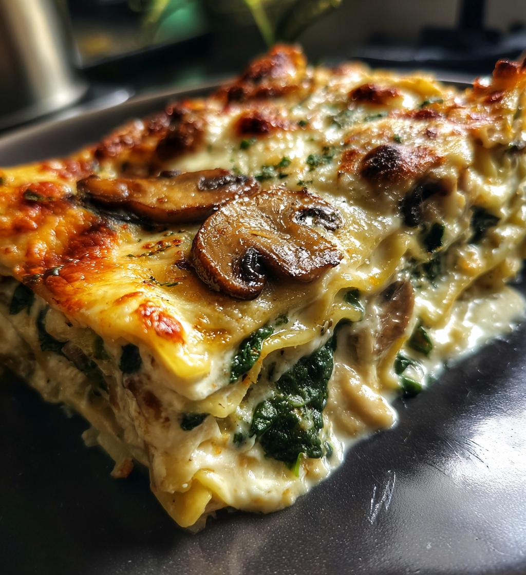 creamy spinach mushroom lasagna