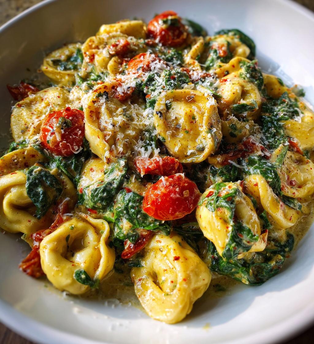 creamy spinach tomato tortellini - detail 1