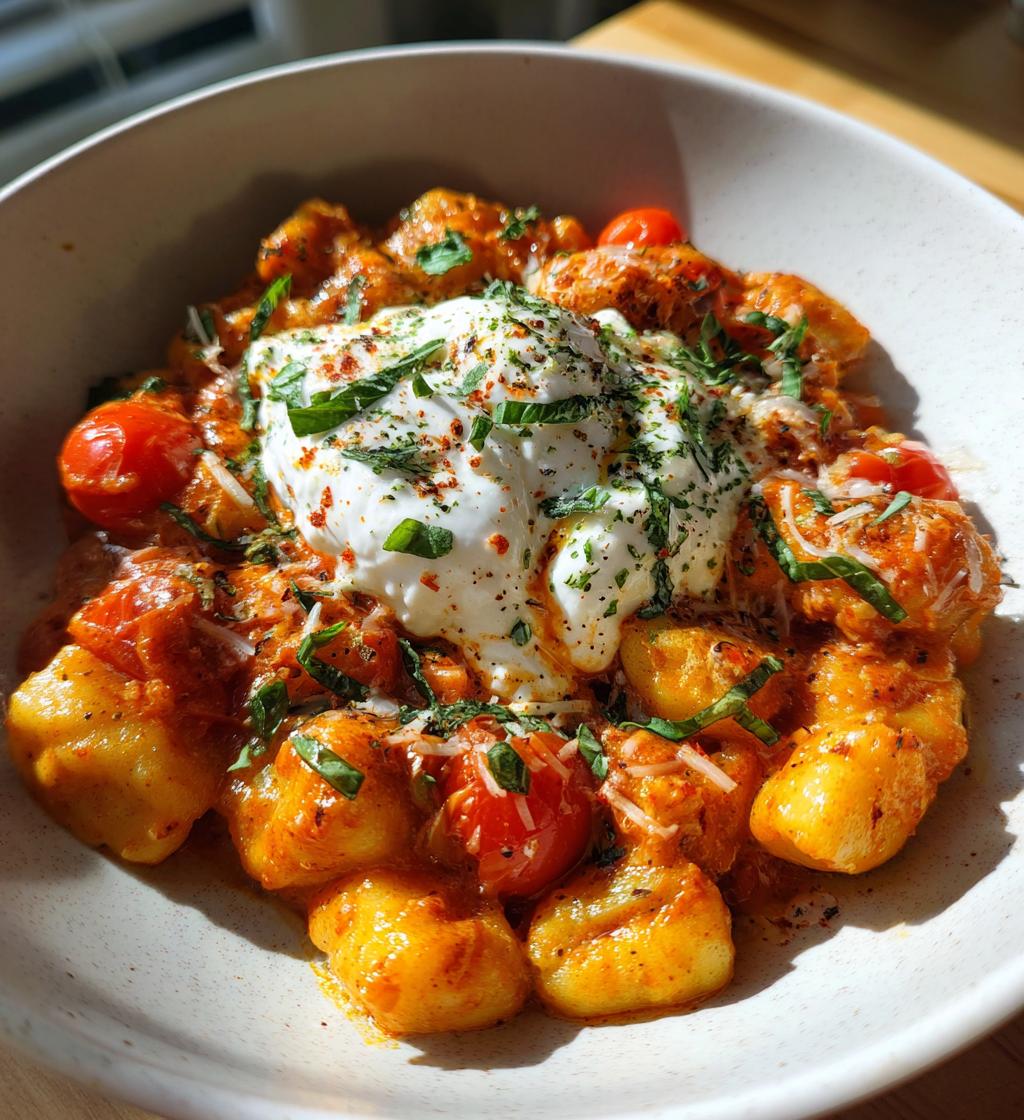 creamy tomato gnocchi with burrata - detail 1