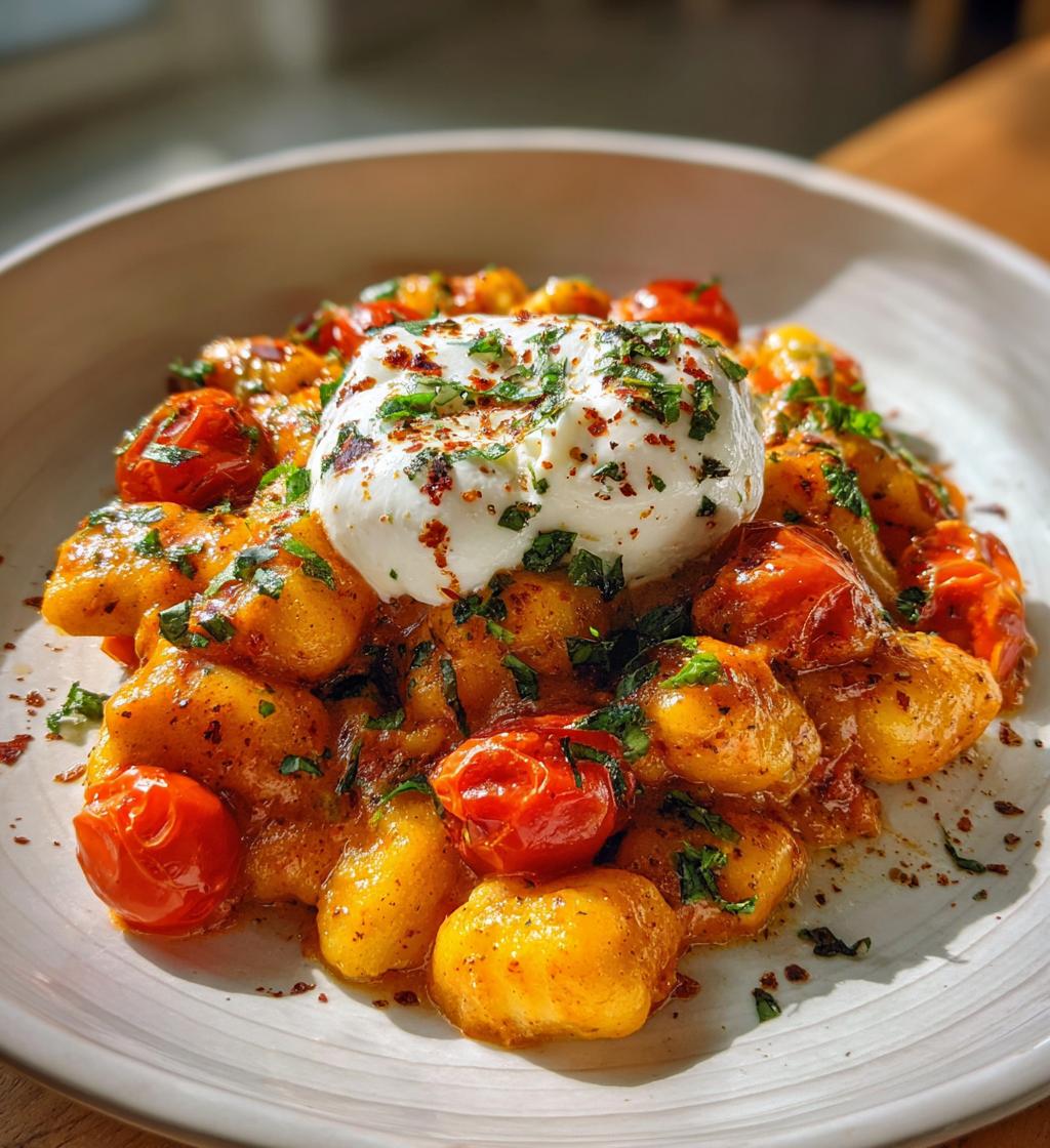 creamy tomato gnocchi with burrata