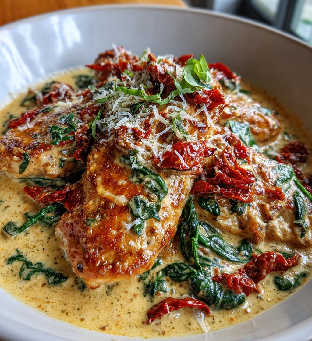 creamy tuscan chicken skillet - detail 1