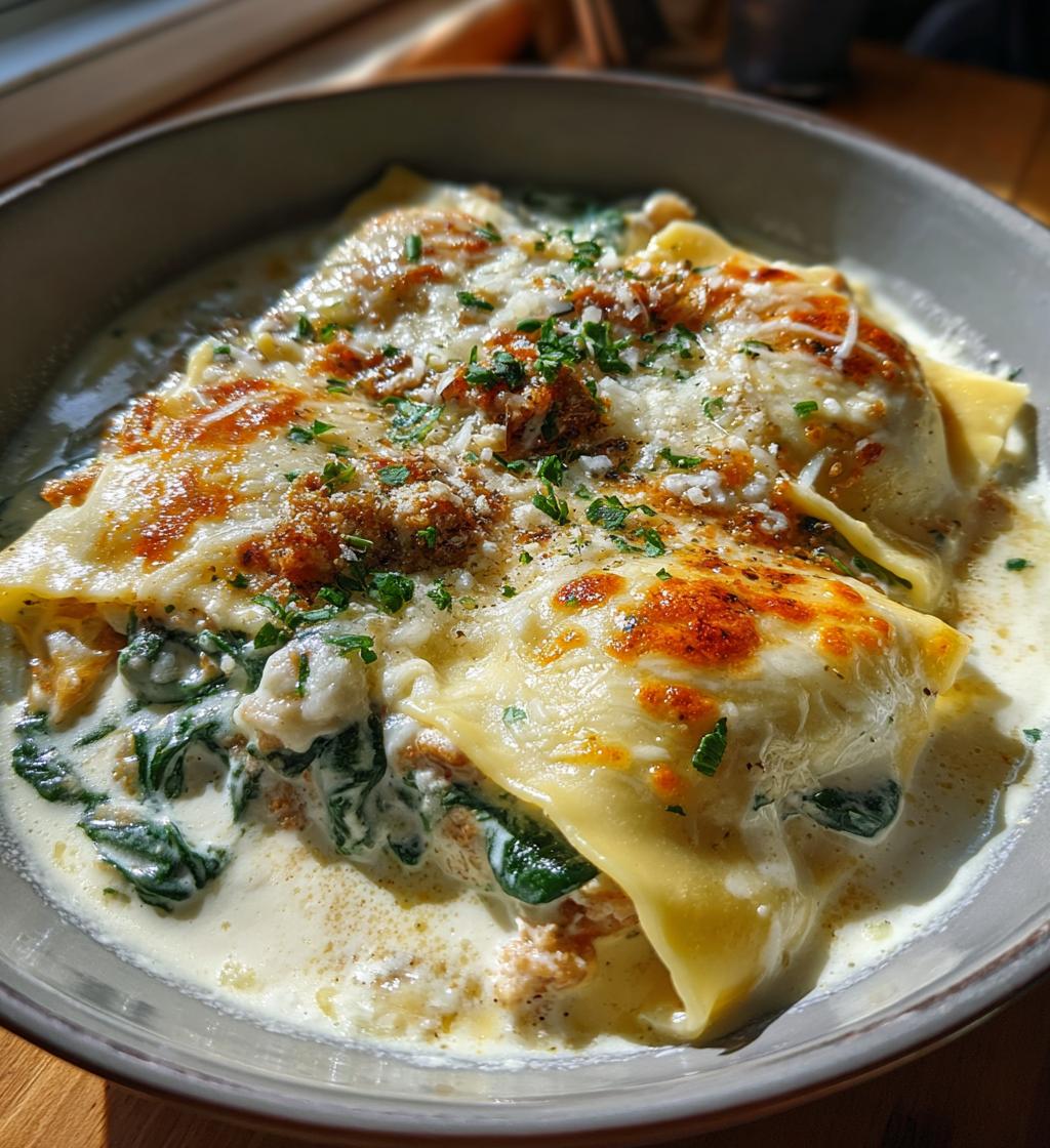 creamy white lasagna soup - detail 1