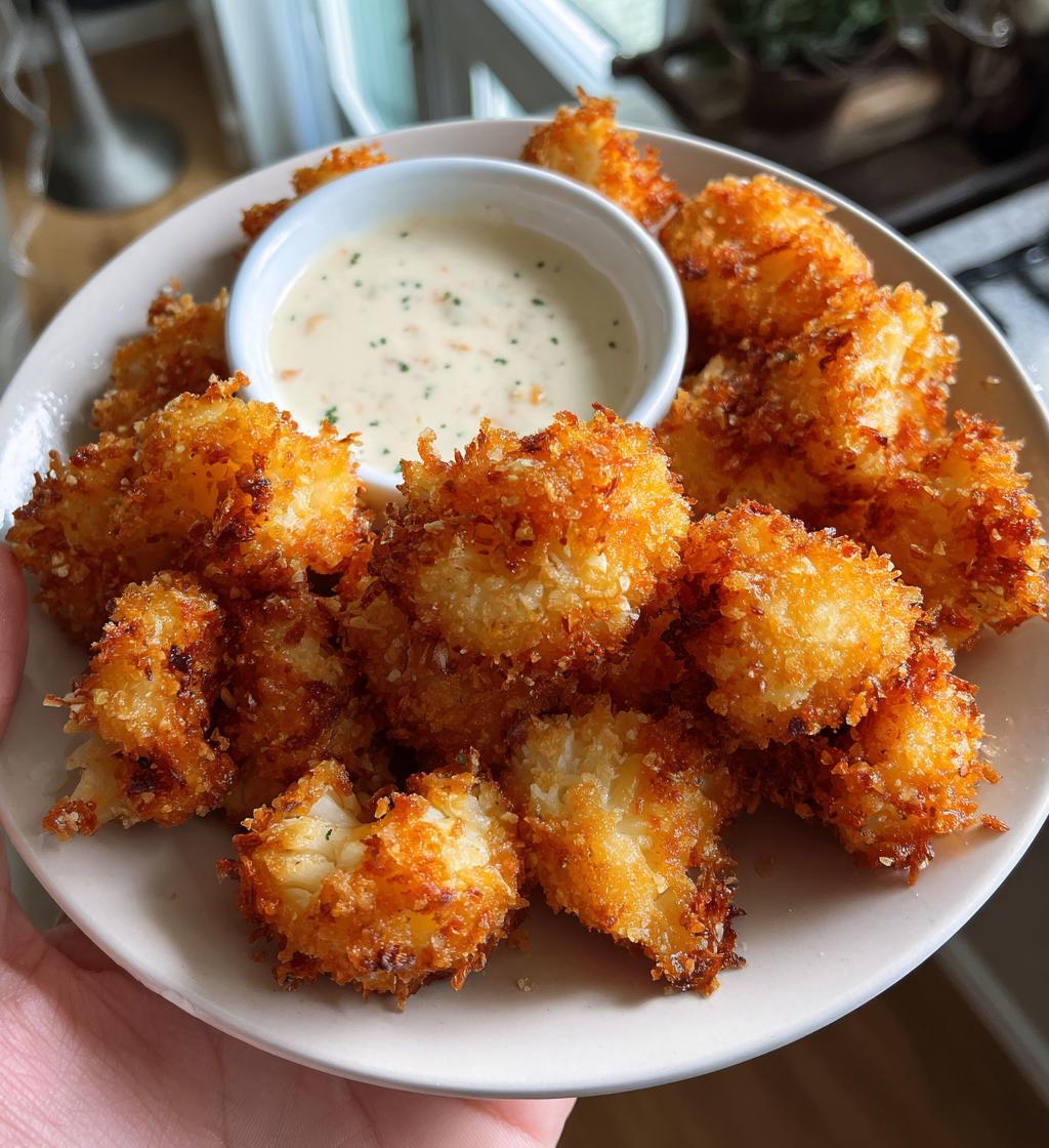 crispy baked cauliflower bites with garlic sauce - detail 1