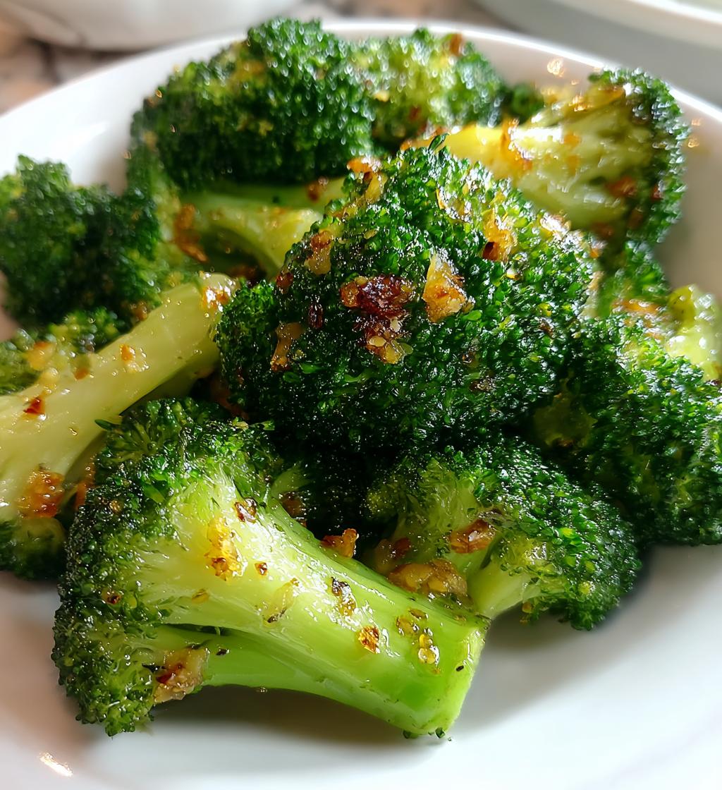 crispy garlic air fryer broccoli - detail 1