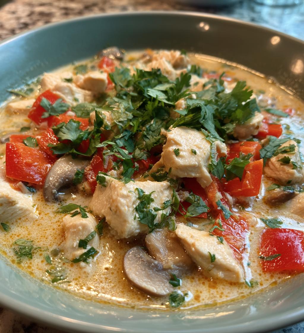 crockpot thai coconut chicken soup - detail 1