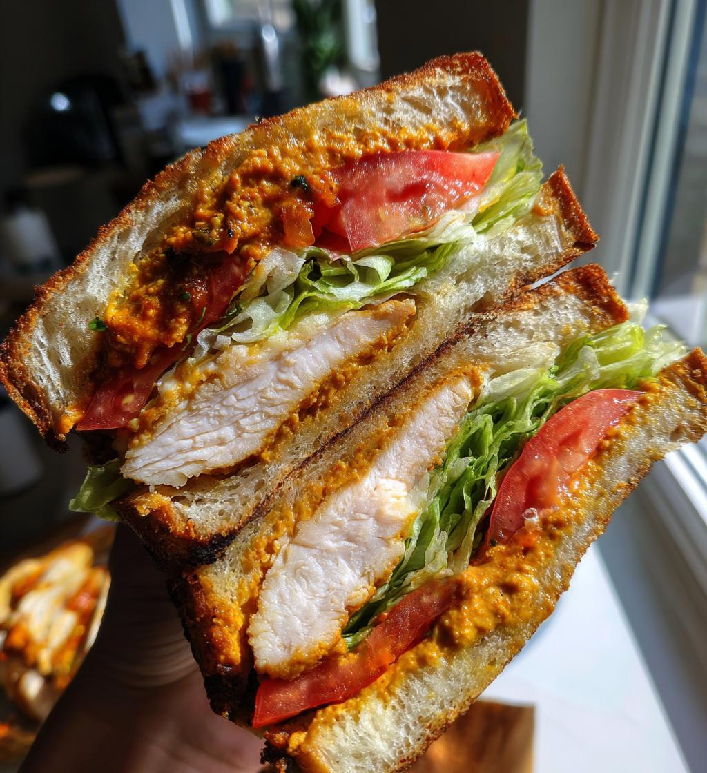 crunchy chicken romesco sandwich