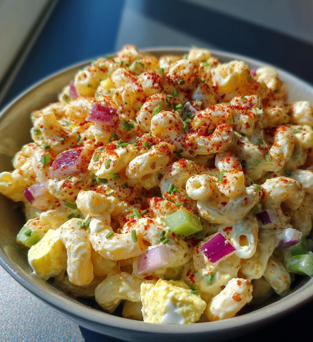 deviled egg macaroni salad - detail 1