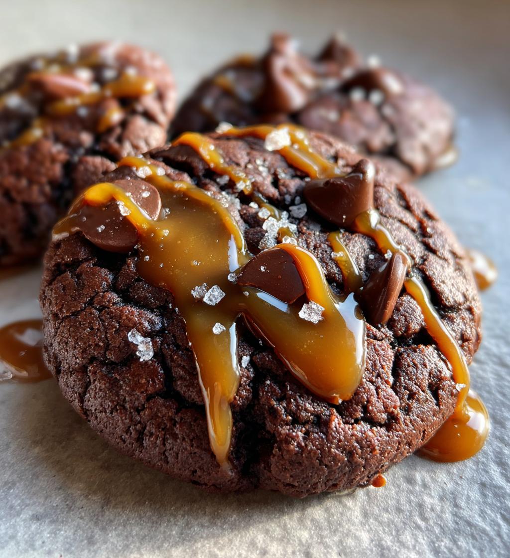 double chocolate salted caramel cookies