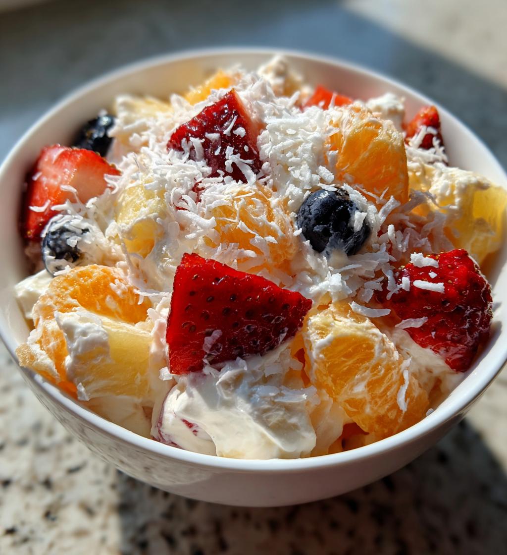 easter fruit fluff salad - detail 1