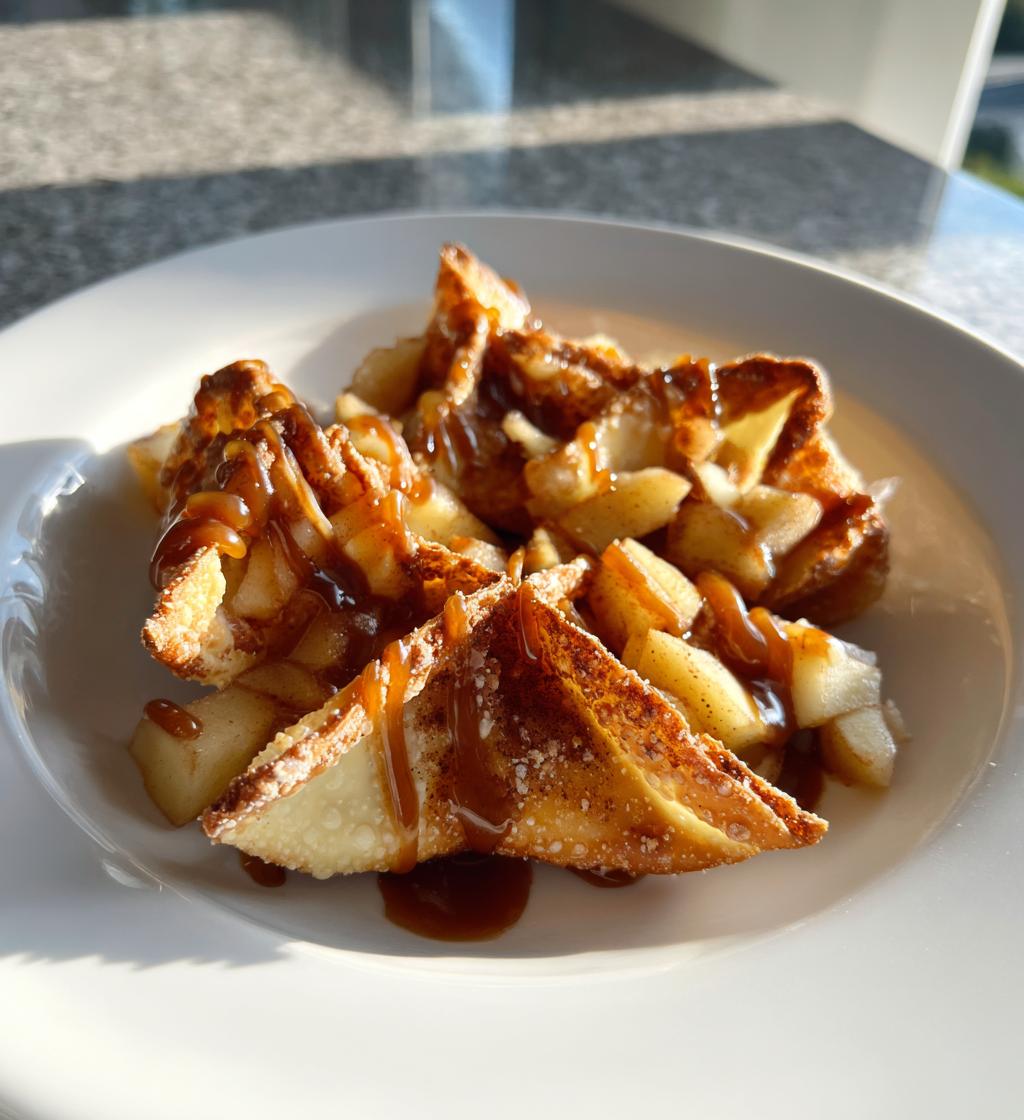 easy air fryer caramel apple wontons