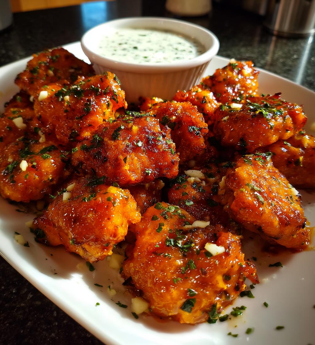 easy buffalo garlic chicken bites recipe