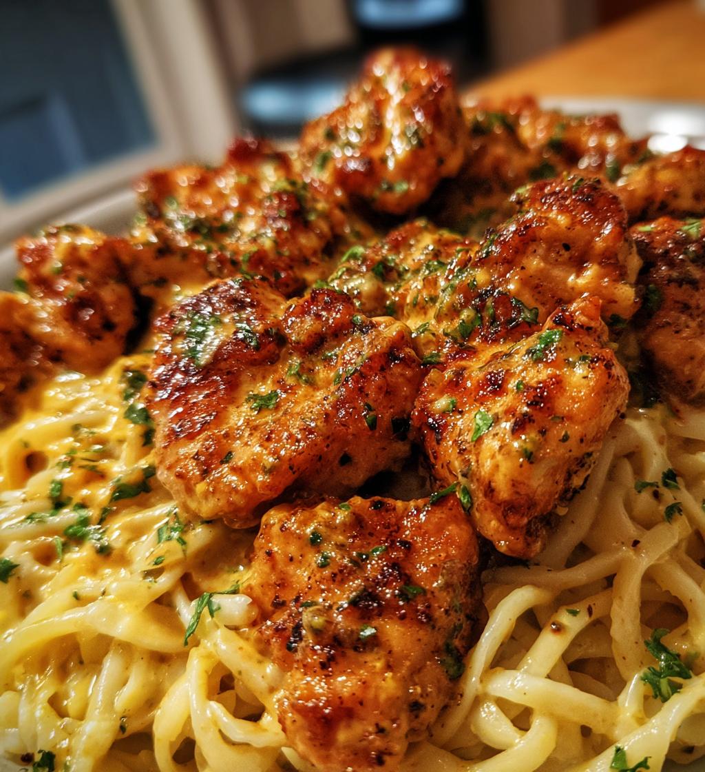 easy garlic butter chicken bites spicy cajun alfredo recipe