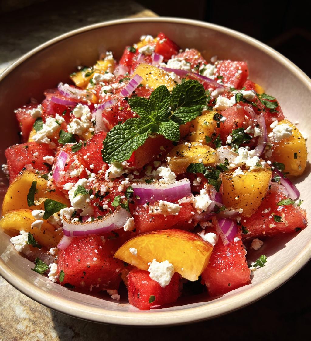 easy summer peach watermelon salad