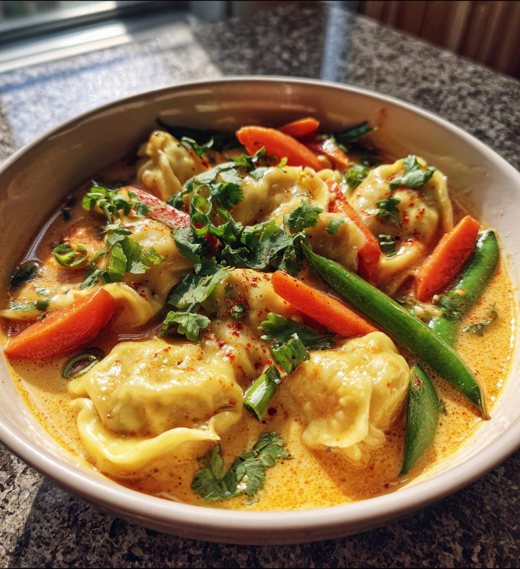 easy thai red curry dumpling soup - detail 1