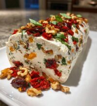 festive holiday antipasto cream cheese log 2