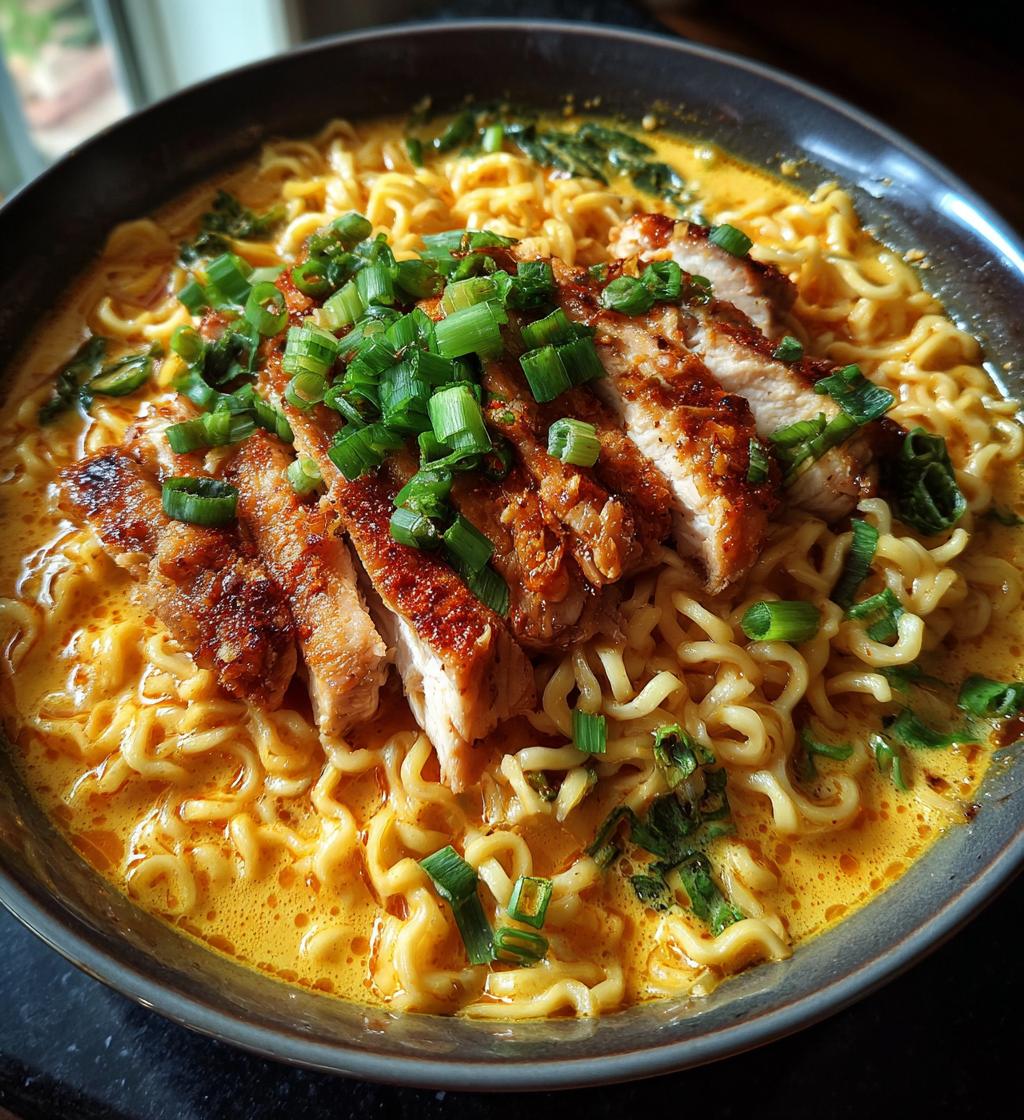 fiery chicken ramen with creamy garlic sauce 2