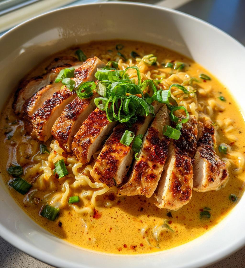 fiery chicken ramen with creamy garlic sauce recipe