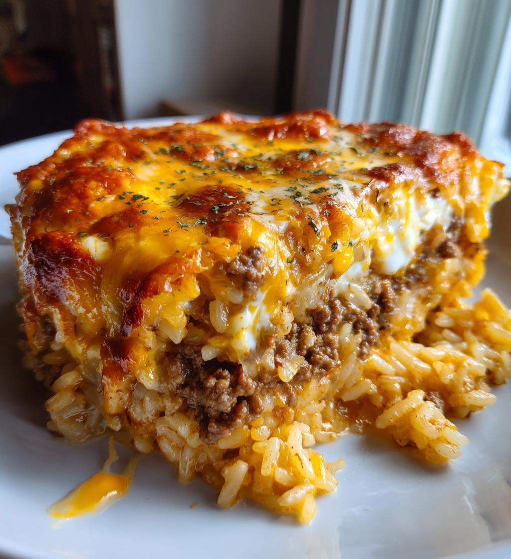 french onion ground beef and rice casserole - detail 1