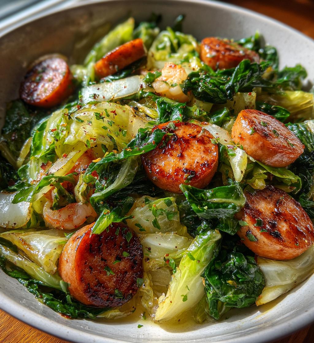 fried cabbage with shrimp sausage - detail 2
